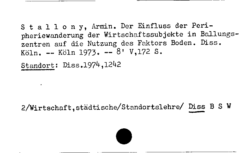 [Katalogkarte Dissertationenkatalog bis 1980]