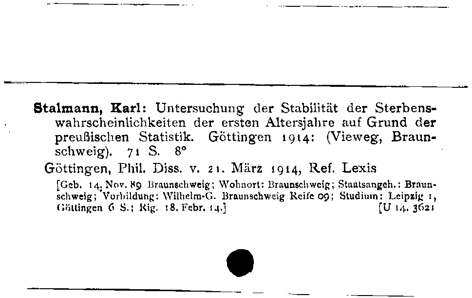 [Katalogkarte Dissertationenkatalog bis 1980]