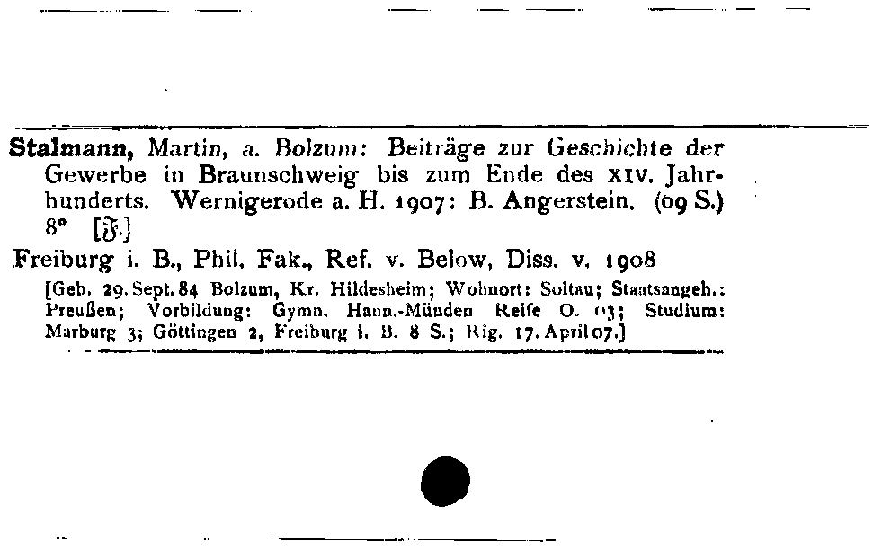 [Katalogkarte Dissertationenkatalog bis 1980]