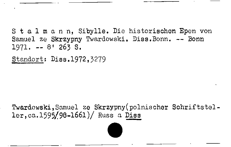 [Katalogkarte Dissertationenkatalog bis 1980]