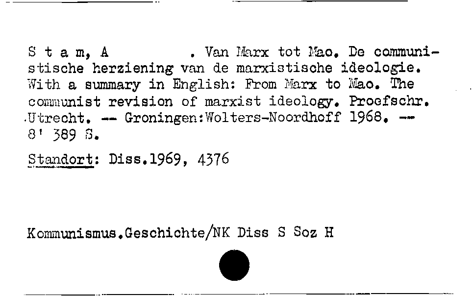 [Katalogkarte Dissertationenkatalog bis 1980]