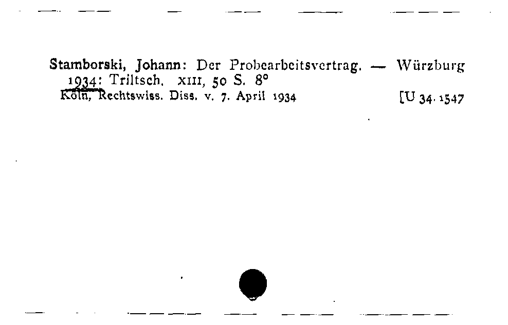 [Katalogkarte Dissertationenkatalog bis 1980]