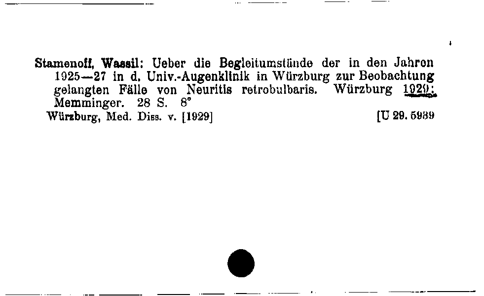 [Katalogkarte Dissertationenkatalog bis 1980]