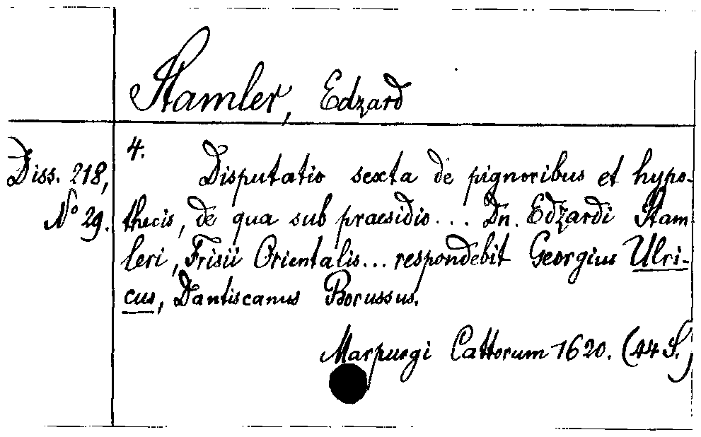 [Katalogkarte Dissertationenkatalog bis 1980]