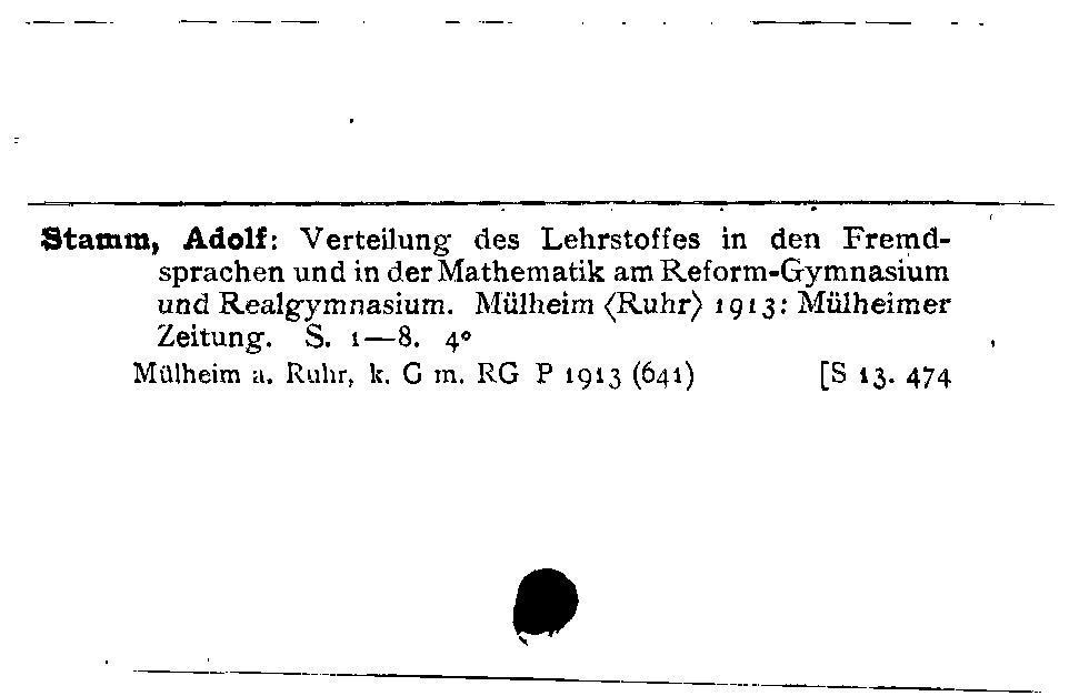 [Katalogkarte Dissertationenkatalog bis 1980]