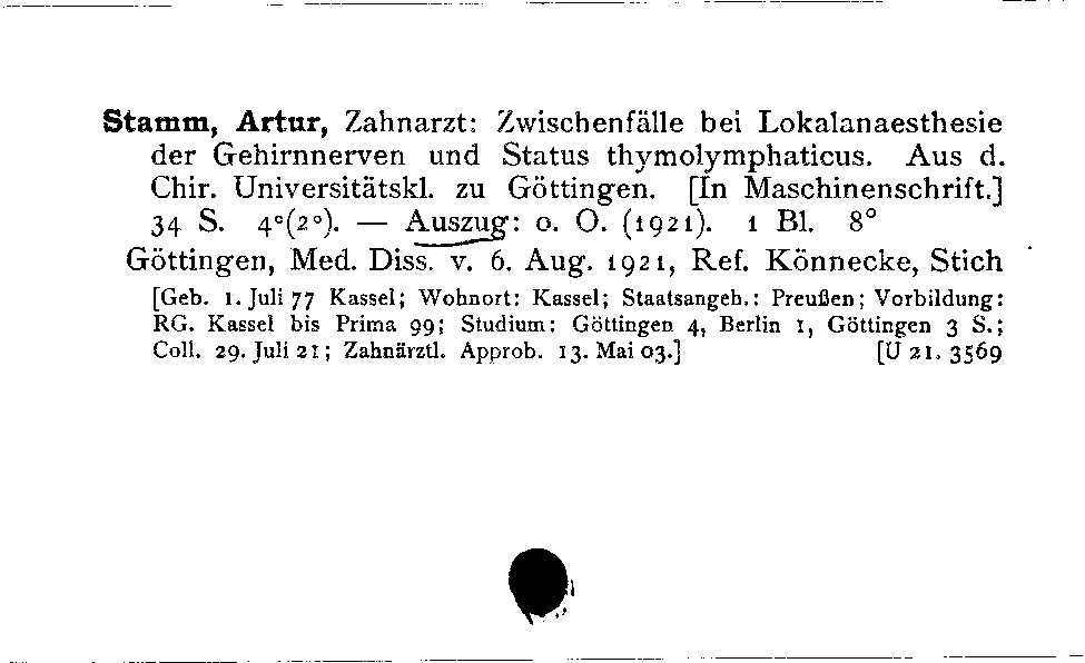 [Katalogkarte Dissertationenkatalog bis 1980]