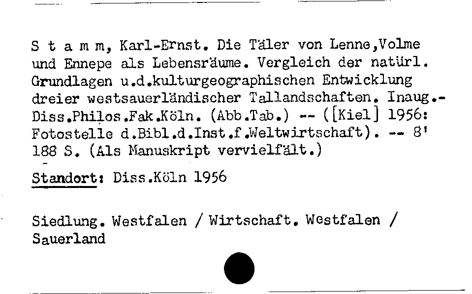 [Katalogkarte Dissertationenkatalog bis 1980]