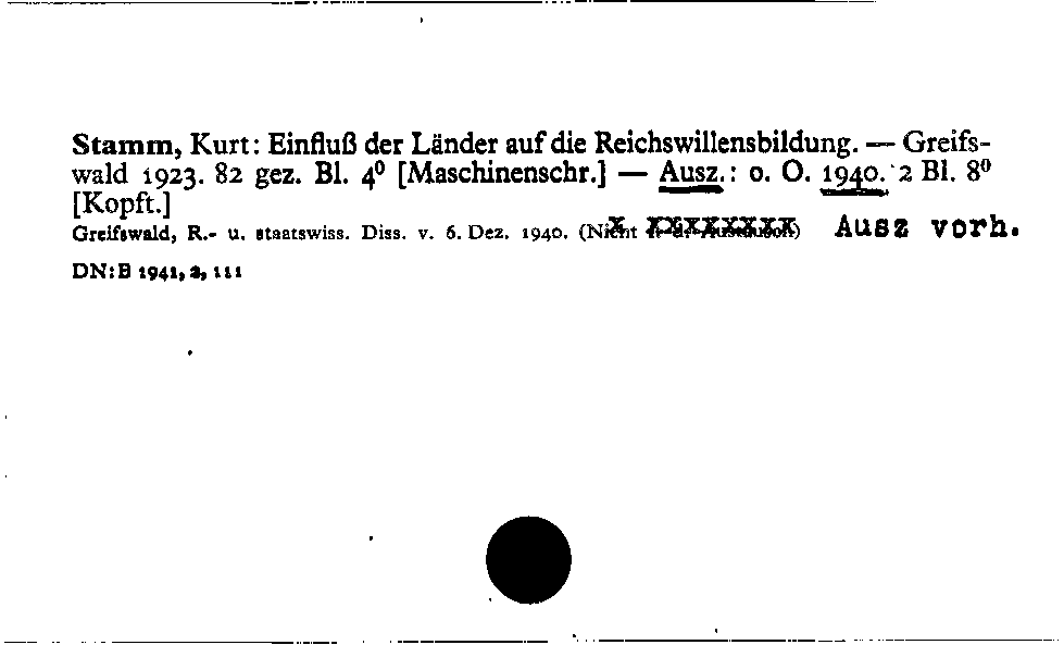 [Katalogkarte Dissertationenkatalog bis 1980]