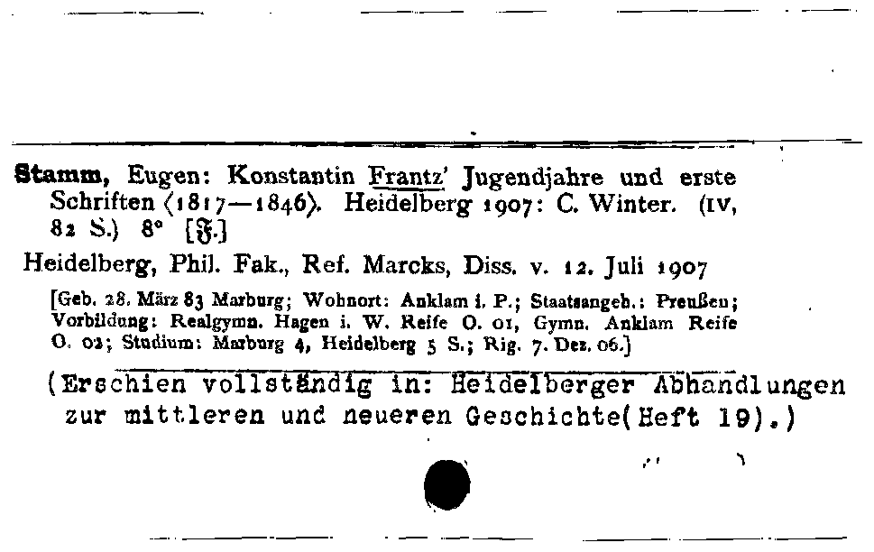 [Katalogkarte Dissertationenkatalog bis 1980]