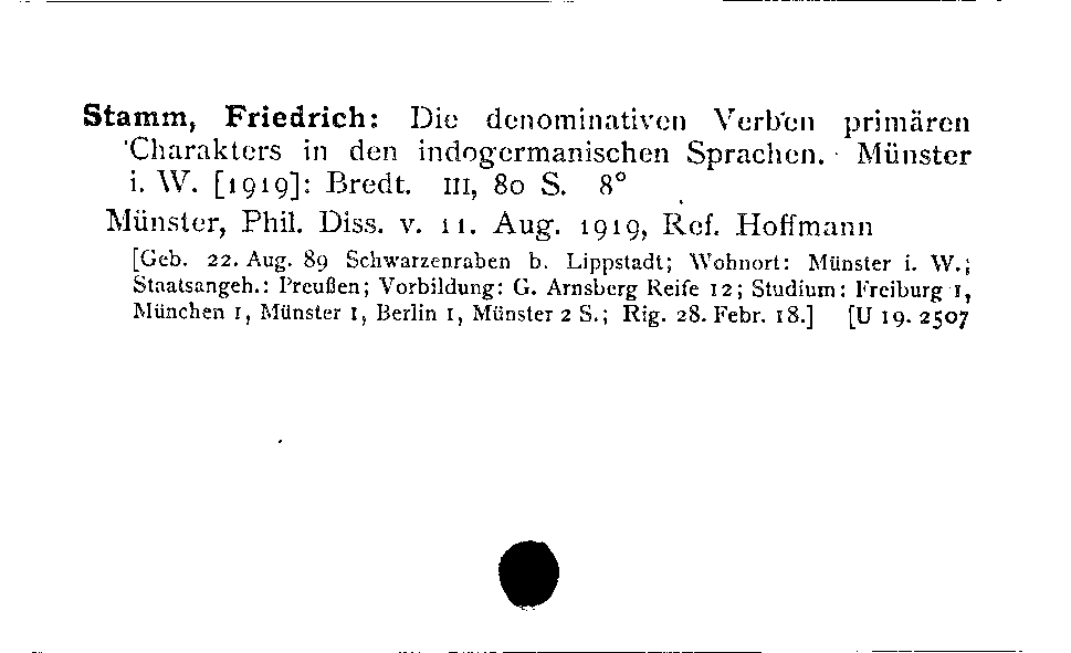 [Katalogkarte Dissertationenkatalog bis 1980]