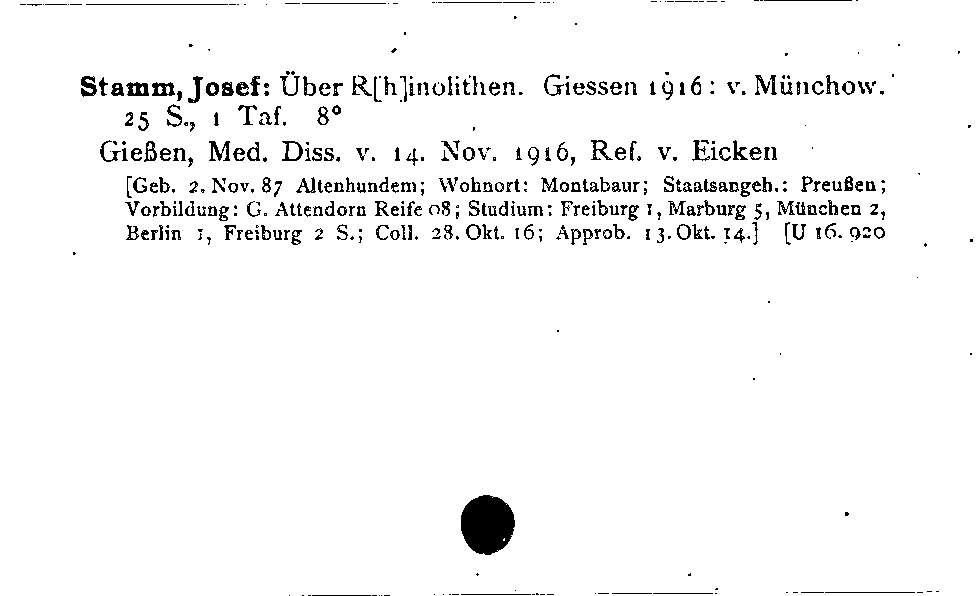 [Katalogkarte Dissertationenkatalog bis 1980]