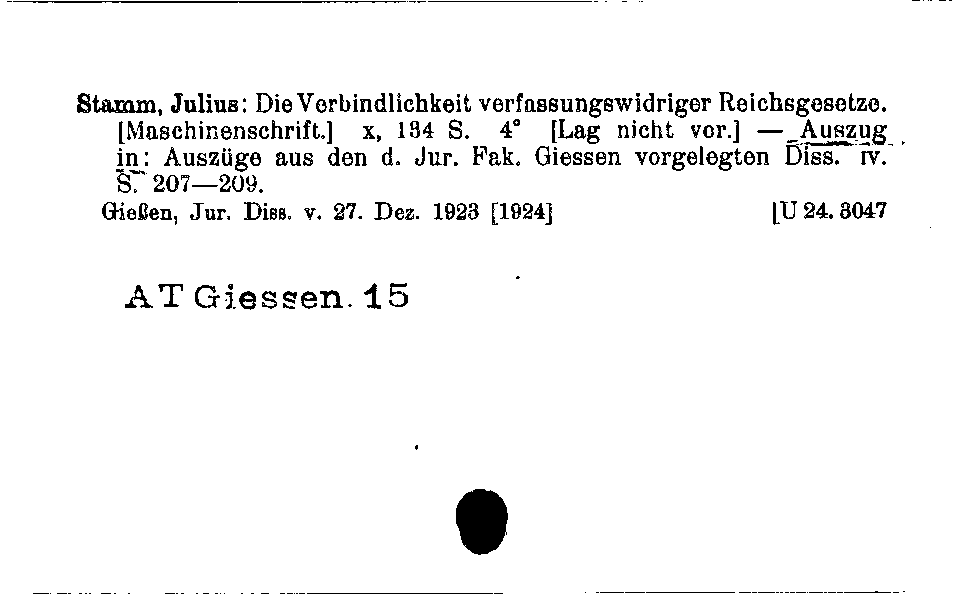 [Katalogkarte Dissertationenkatalog bis 1980]