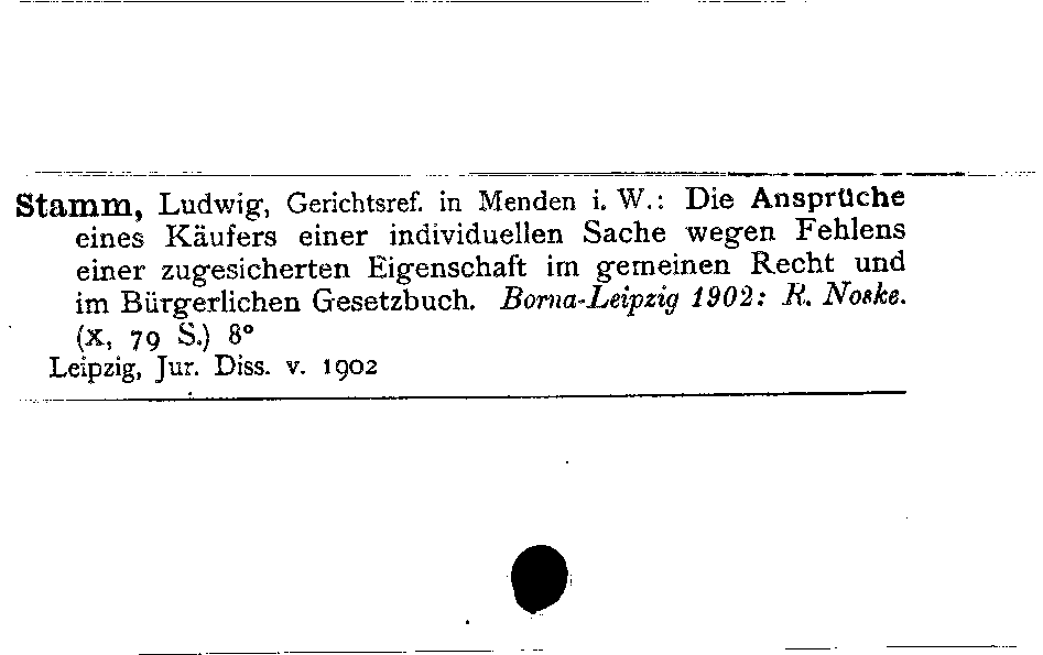 [Katalogkarte Dissertationenkatalog bis 1980]