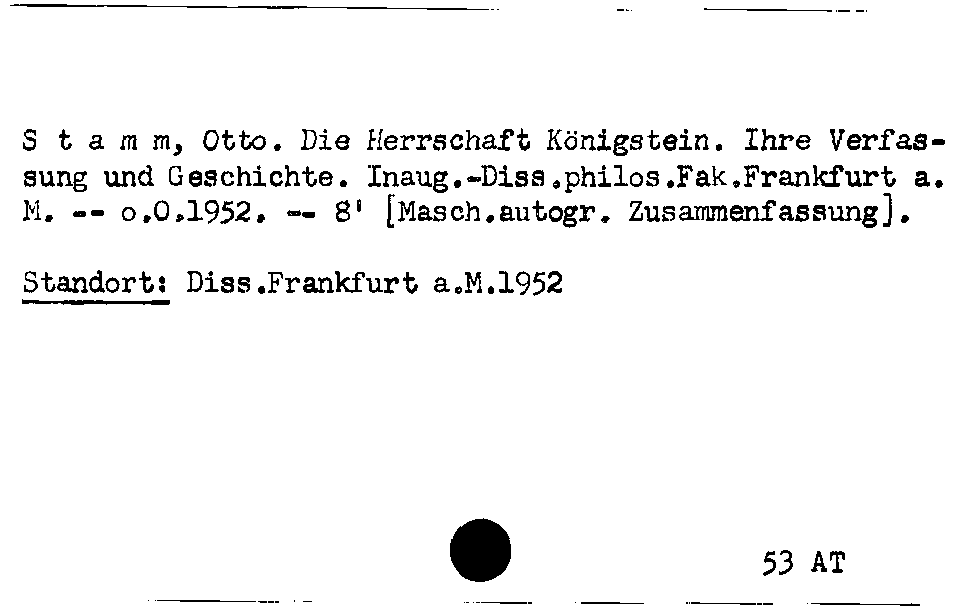 [Katalogkarte Dissertationenkatalog bis 1980]