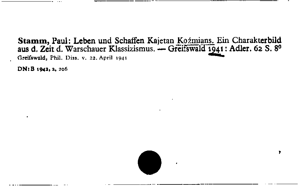 [Katalogkarte Dissertationenkatalog bis 1980]