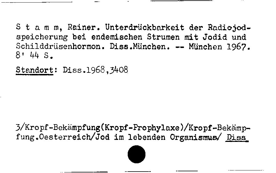 [Katalogkarte Dissertationenkatalog bis 1980]