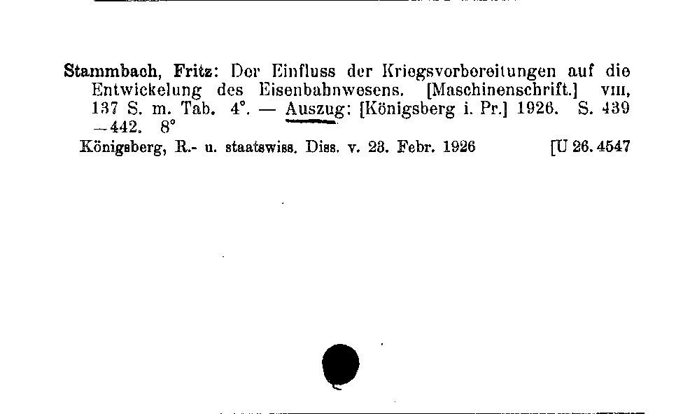 [Katalogkarte Dissertationenkatalog bis 1980]