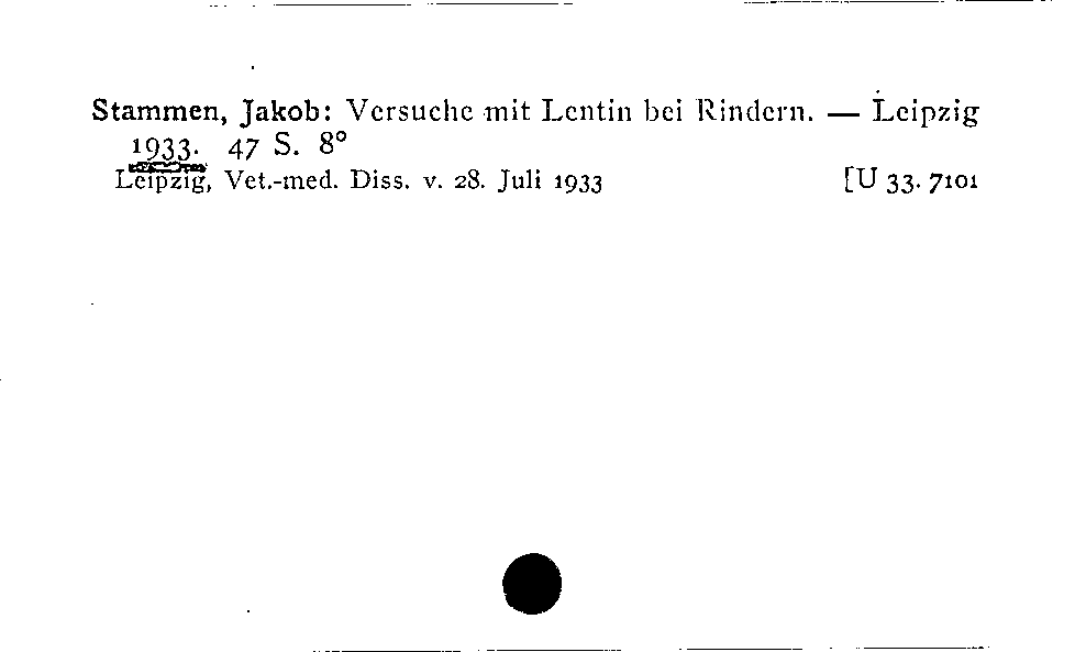 [Katalogkarte Dissertationenkatalog bis 1980]