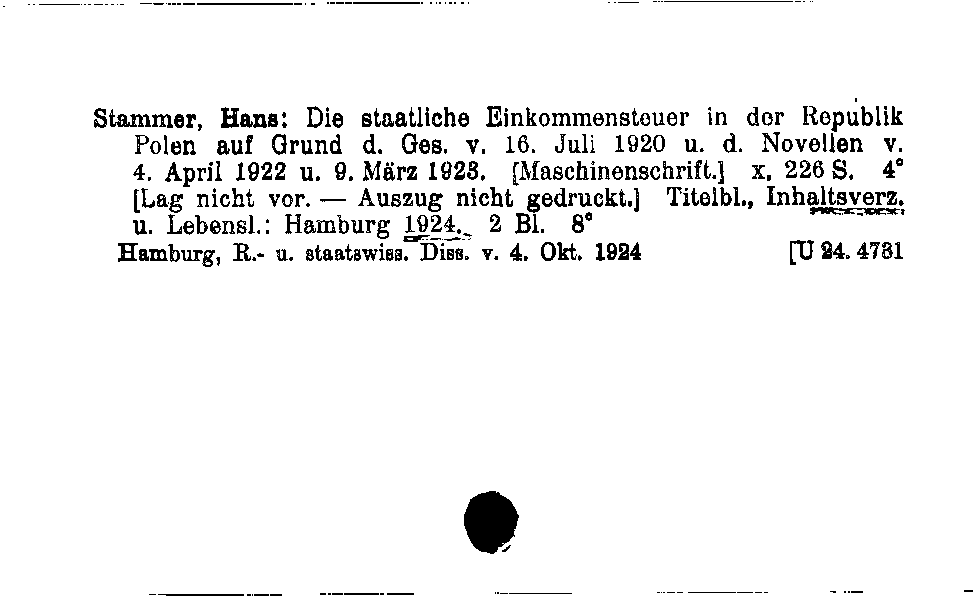 [Katalogkarte Dissertationenkatalog bis 1980]