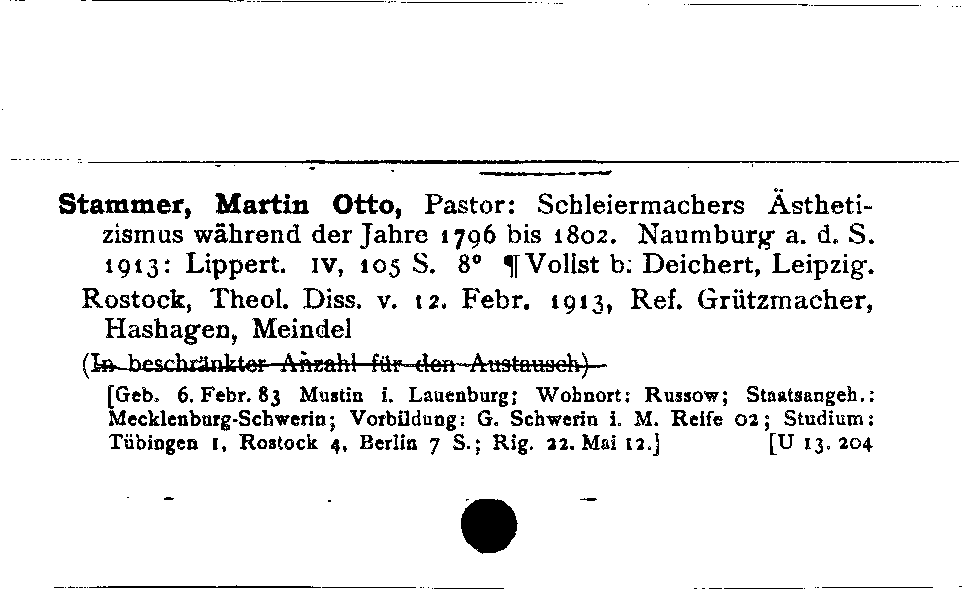 [Katalogkarte Dissertationenkatalog bis 1980]