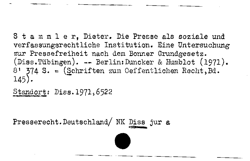 [Katalogkarte Dissertationenkatalog bis 1980]