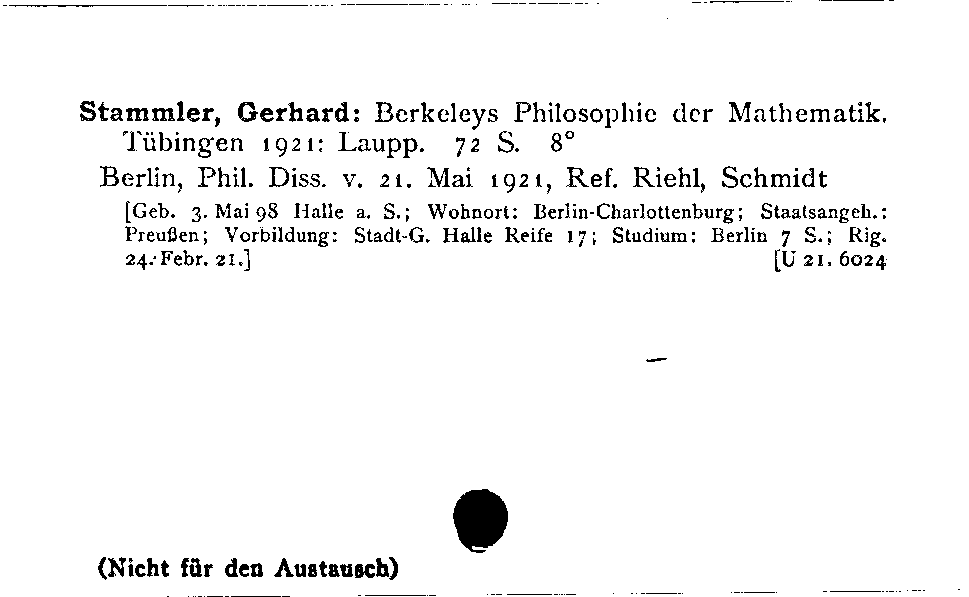 [Katalogkarte Dissertationenkatalog bis 1980]