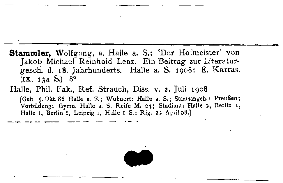 [Katalogkarte Dissertationenkatalog bis 1980]