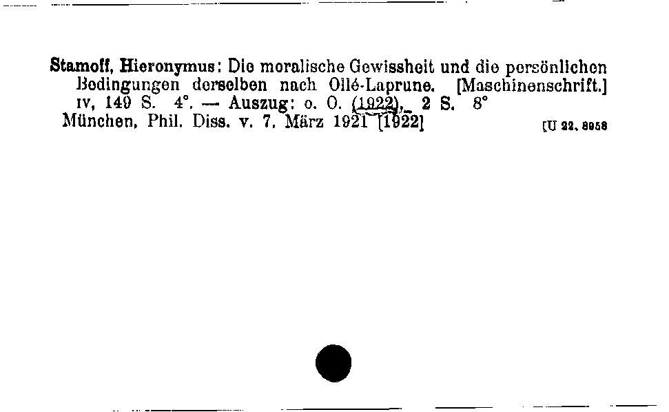 [Katalogkarte Dissertationenkatalog bis 1980]