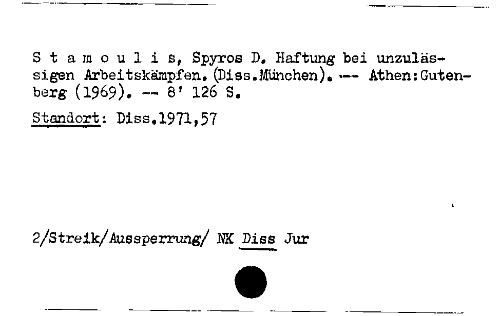 [Katalogkarte Dissertationenkatalog bis 1980]