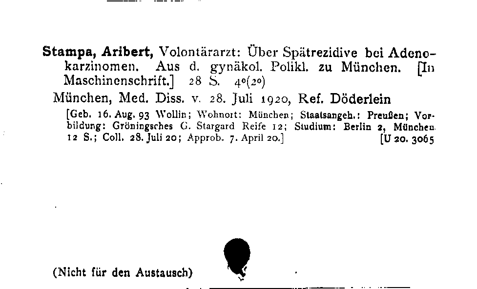 [Katalogkarte Dissertationenkatalog bis 1980]