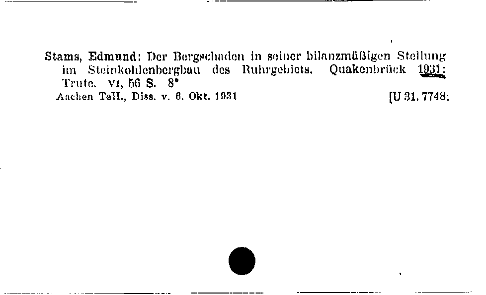 [Katalogkarte Dissertationenkatalog bis 1980]