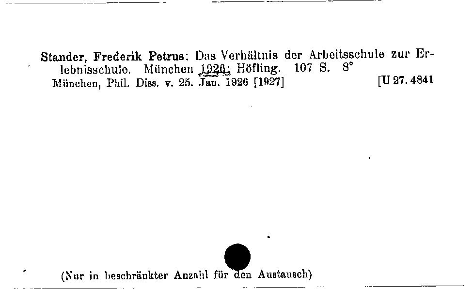 [Katalogkarte Dissertationenkatalog bis 1980]