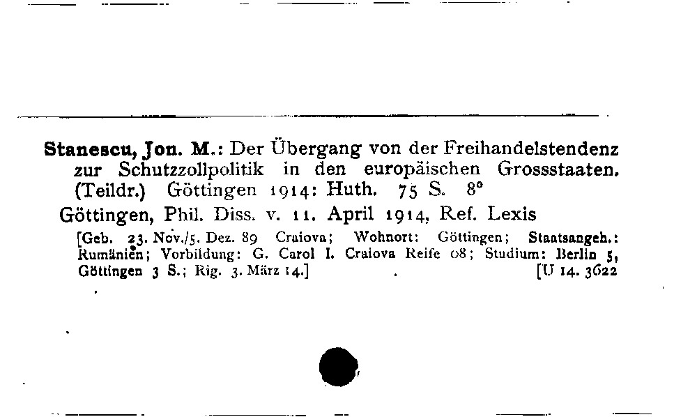 [Katalogkarte Dissertationenkatalog bis 1980]