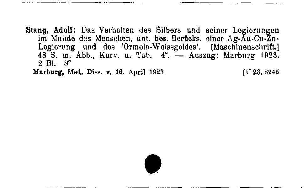 [Katalogkarte Dissertationenkatalog bis 1980]