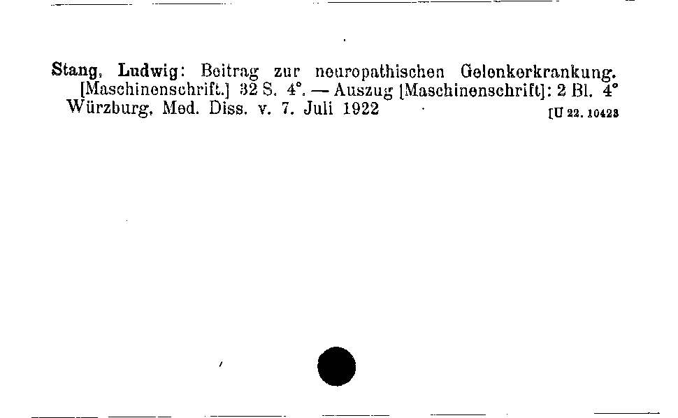 [Katalogkarte Dissertationenkatalog bis 1980]