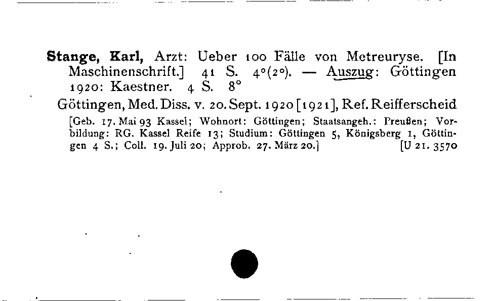 [Katalogkarte Dissertationenkatalog bis 1980]