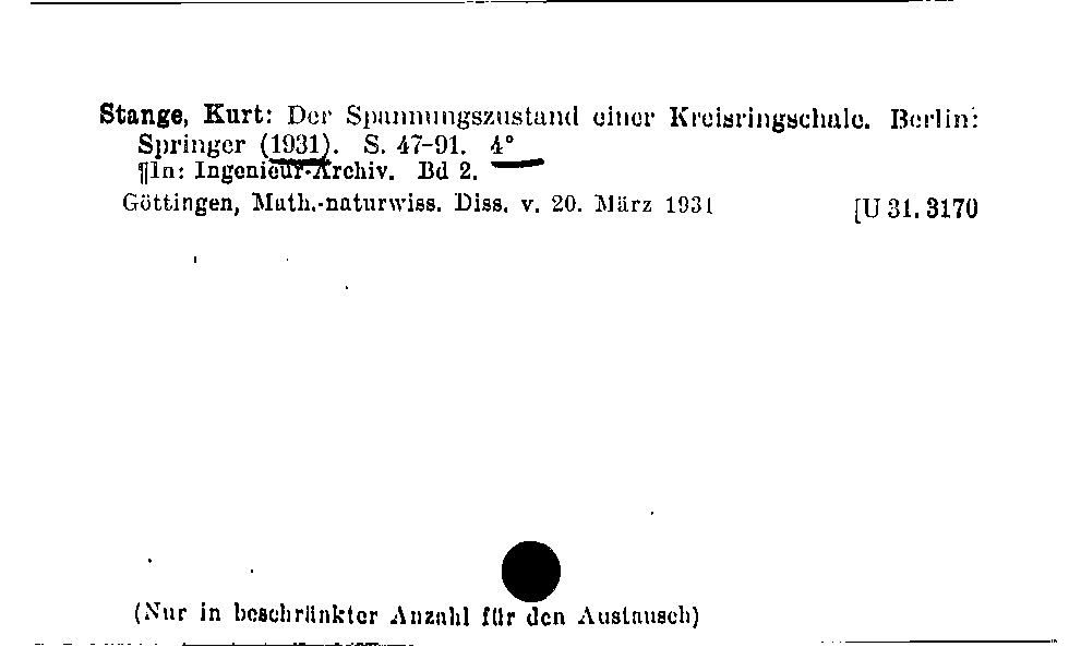 [Katalogkarte Dissertationenkatalog bis 1980]