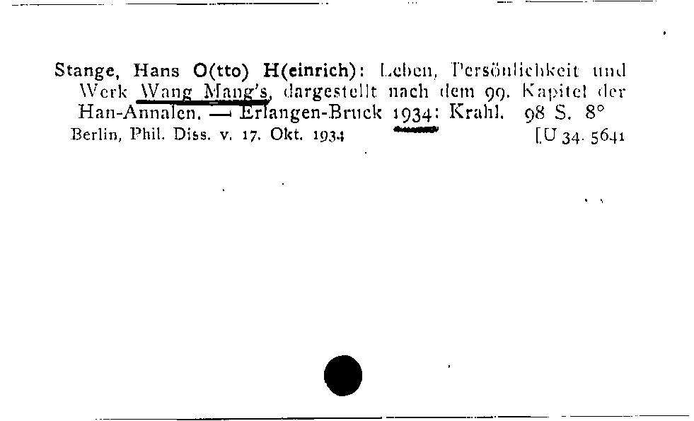 [Katalogkarte Dissertationenkatalog bis 1980]