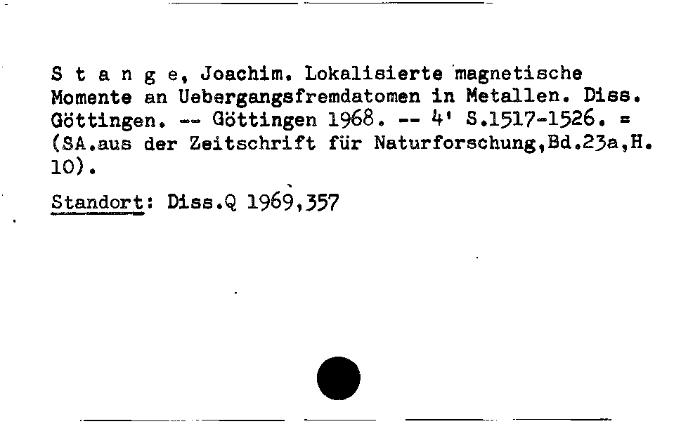 [Katalogkarte Dissertationenkatalog bis 1980]