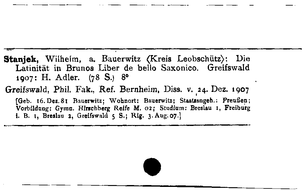 [Katalogkarte Dissertationenkatalog bis 1980]