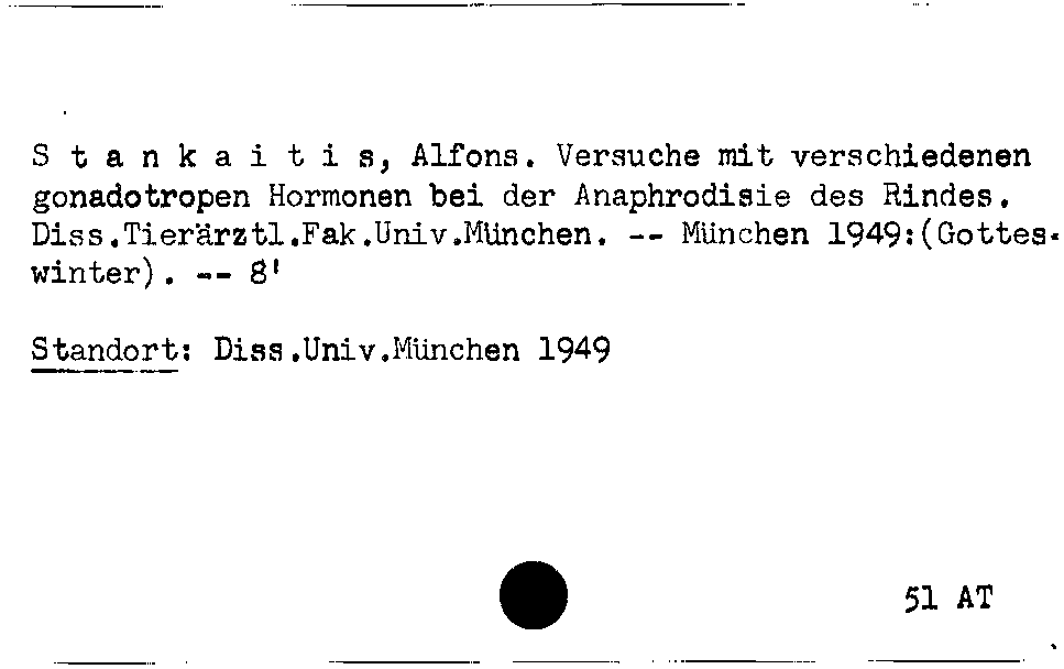 [Katalogkarte Dissertationenkatalog bis 1980]