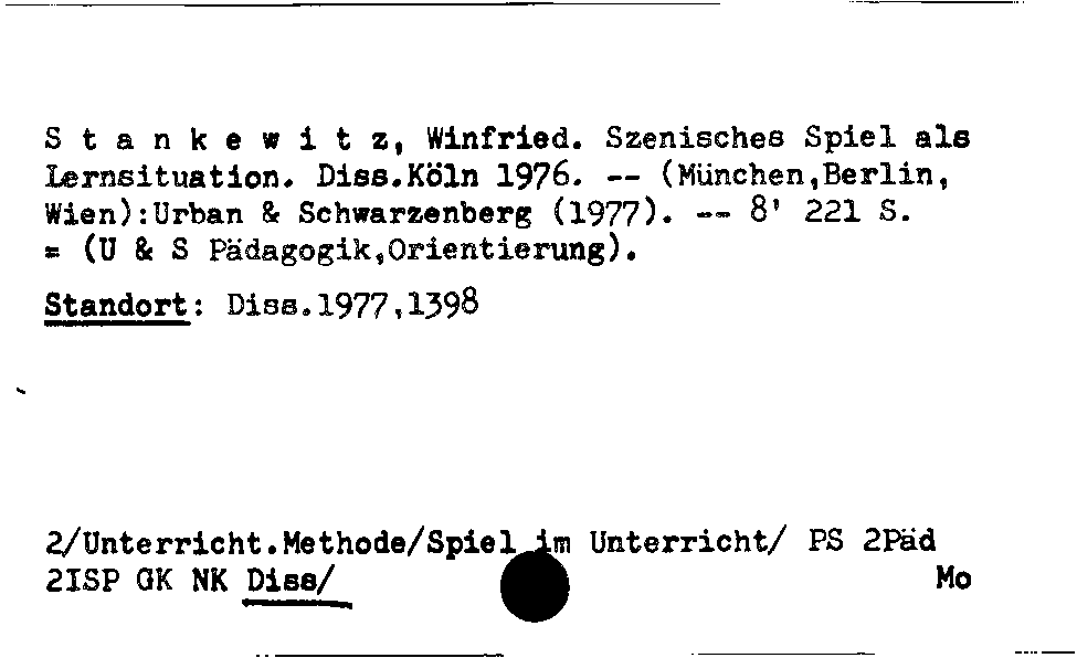 [Katalogkarte Dissertationenkatalog bis 1980]