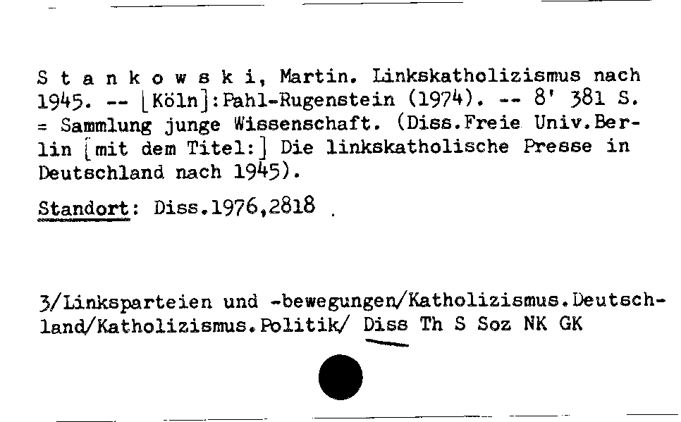 [Katalogkarte Dissertationenkatalog bis 1980]