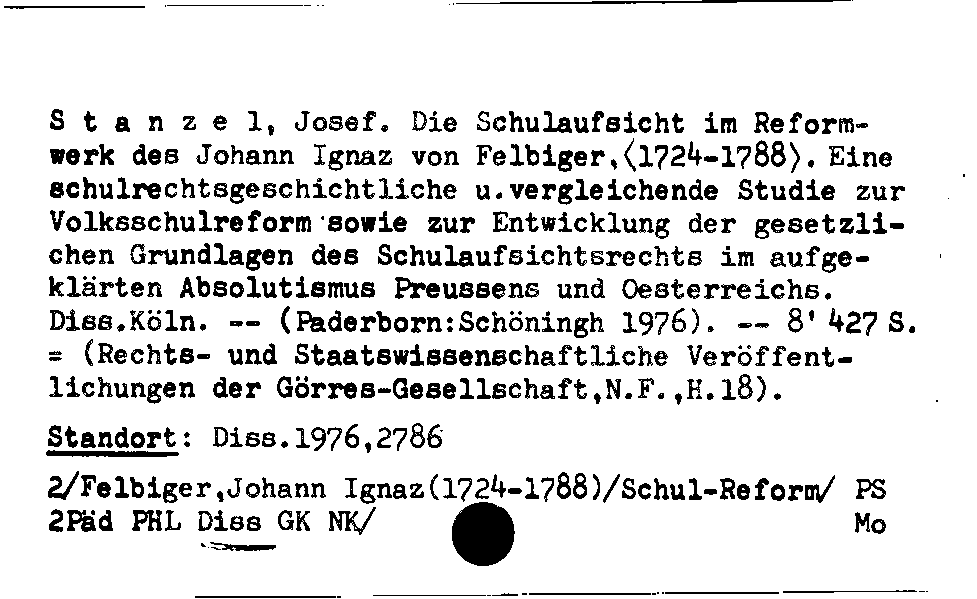 [Katalogkarte Dissertationenkatalog bis 1980]