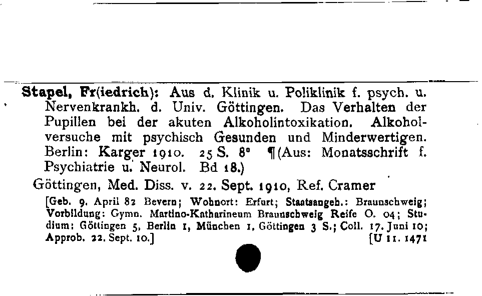 [Katalogkarte Dissertationenkatalog bis 1980]