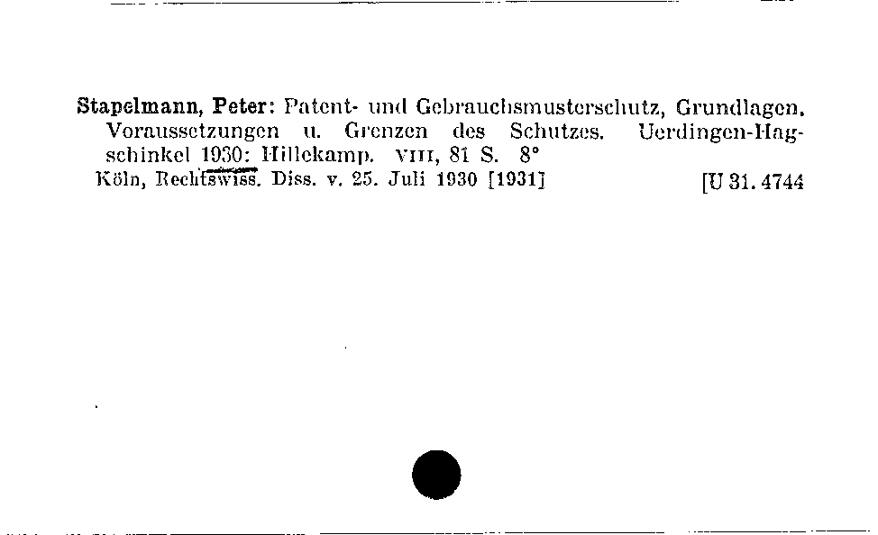 [Katalogkarte Dissertationenkatalog bis 1980]