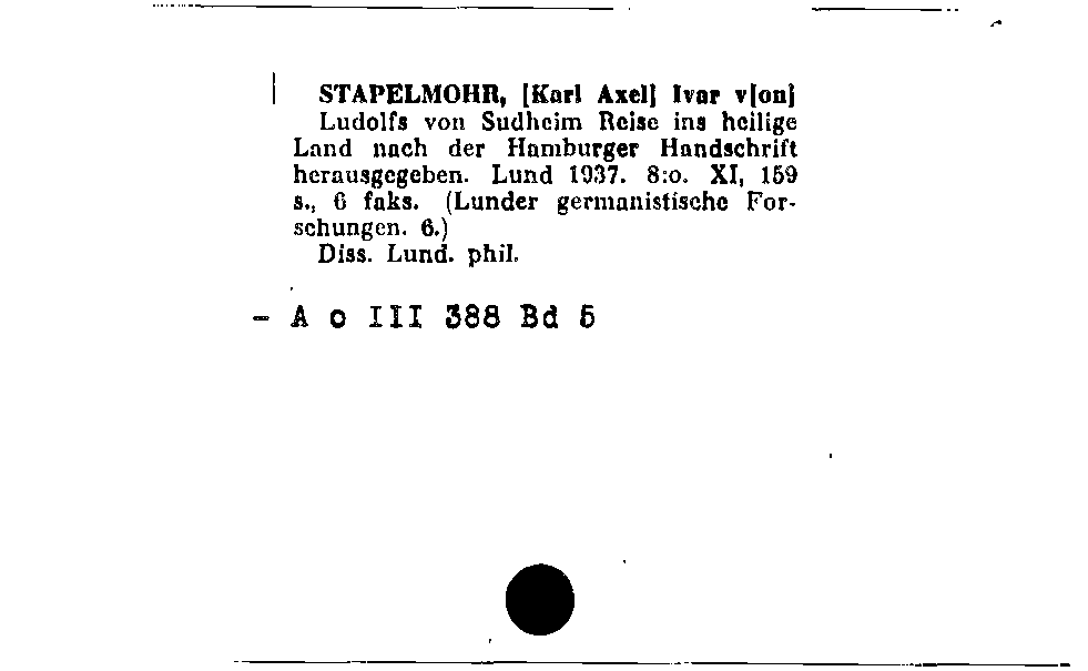 [Katalogkarte Dissertationenkatalog bis 1980]