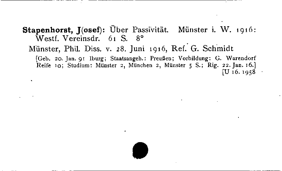 [Katalogkarte Dissertationenkatalog bis 1980]