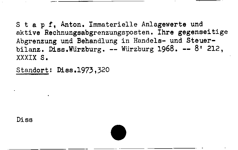 [Katalogkarte Dissertationenkatalog bis 1980]