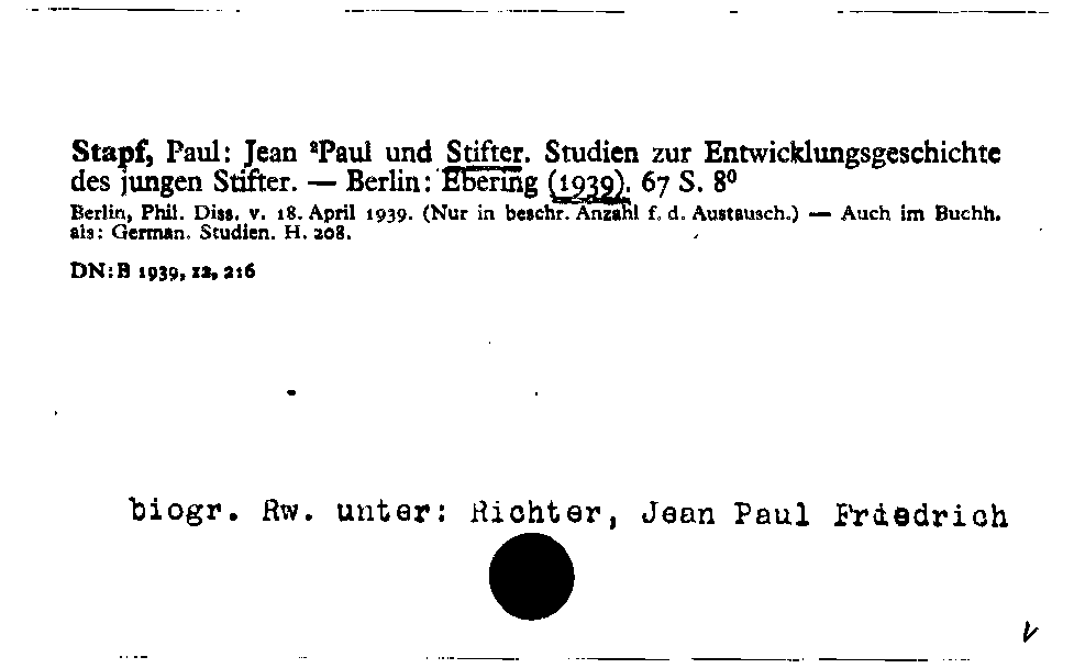 [Katalogkarte Dissertationenkatalog bis 1980]